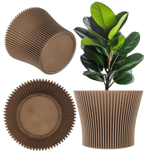 KADAX Übertopf aus Kunststoff, Blumentopf im modernen Design, Pflanztopf für Zimmerpflanzen, Kräutertopf für Innen- und Außenbereich (Golden, 17 cm)