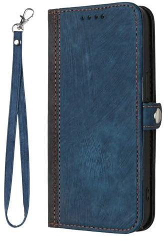 HAONANDE Funda Flip para Motorola Moto E40 / E30, Carcasa Libro con Tapa de Cuero Folio Magnética con Ranura para Tarjeta, Soporte, Antigolpes Protectora,Billetera Case Azul
