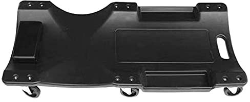 OZBMA Chariot de mécanicien de 40 Pouces avec Appui-tête en Cuir Confortable et 6 poulies Mobiles, Plateaux à Outils Doubles, Pont Ergonomique, Garage Roulant en Plastique (Couleur: Vert) (Noir)