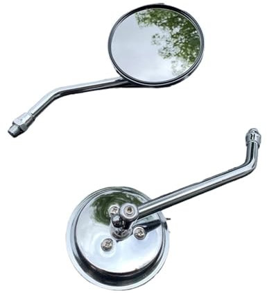 Motorrad Spiegel Für Cafe Für Racer Rückspiegel Motorrad Rückspiegel Seite Spiegel Mit 10mm Schrauben Universal Runde Retro Modifizierte Motorrad Lenkerendenspiegel Motorrad(Chrome)