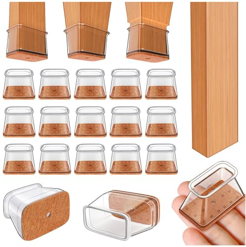 Ansible 24 pcs Rectangle Large Chair Leg Floor Protectors, Furniture Felt Pads Silicone Covers caps for Chairs,Chair Leg Protectors for Hardwood Floors (Fit Length 1-1/8” to 1-1/2”,Width 3/4” to 1”)