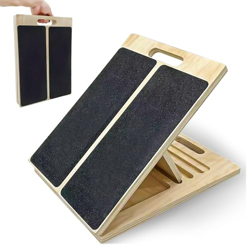 Zihvfzu Portable Wooden Slant Board for Calf Stretching,Adjustable Incline Calf Stretcher and Squat Wedge for Exercise, Physical Therapy and Ankle Mobility,for Knees, Feet and Achilles Support
