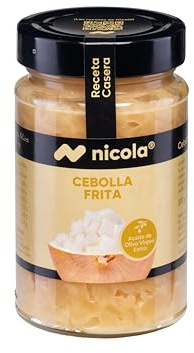 Nicola Cebolla Frita Vidrio con Aceite de Oliva Virgen Extra, Sin Conservantes, Sin Gluten, 370g, pack 12