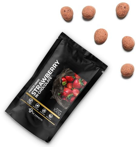 Fresas Liofilizadas en Chocolate - Dulces Mr Fudgesto - Delicia Premium - Sin Azúcar Agregada - Tentempié Saludable - Frutos Secos y Frutas Cubiertos de Cacao - 100g