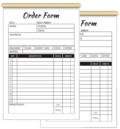 2-Part Carbonless Invoice Book with Sales Receipt Book & Order Forms for Small Business - A5 (5.5×8.3in) 50 Sheets, White/Yellow, Lightweight & Durable
