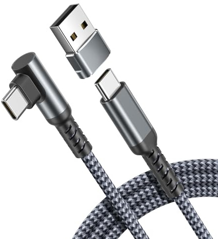 Elebase für iPhone 17 Pro Max Air USB C 60W Winkel Kabel 3M mit USB Adapter | Typ C Abgewinkelt Schnellladekabel 90 Grad Winkelstecker PD Ladekabel für iPhone 17e 16 15,iPad 11,Samsung S26 S25 A56 M56
