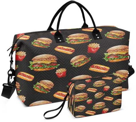 Travel Duffle Gym Bag Watercolor Food Painting for Women Men Weekender Tote Bags