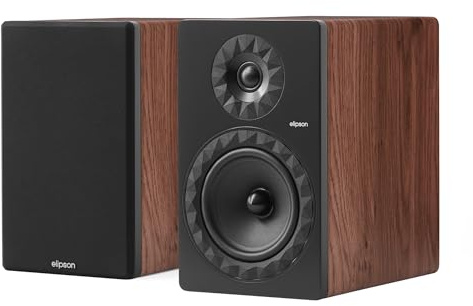 Elipson - Prestige Facet II 8B - Enceinte Bibliothèque 2 Voies Bass-Reflex, 90 DB, 47 Hz-25 kHz, 85 W RMS, Tweeter 25 mm, Haut-Parleur 170 mm, Finition Noir/Noyer