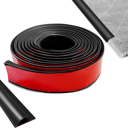 Bande de Transition Autocollante, 5M PVC Bande de Bordure de Tapis, Bandes de Transition de Sol Auto Adhésives, Bandes de Seuil en PVC, pour Bords de Porte, Tapis, Escaliers, Noir