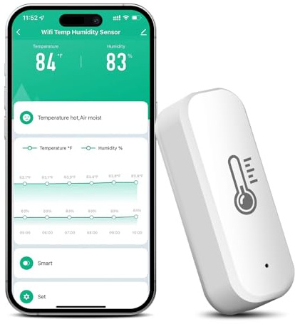 ZigBee Temperatur Feuchtesensor, Tuya Smart Thermometer Hygrometer mit App-Steuerung & Alarmfunktion, Kompatibel mit Alexa & Google Home, ZigBee 3.0 Gateway erforderlich