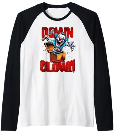 Down with The Clown Hatchet Man ICPS Horror Core Raglan Baseball Tee