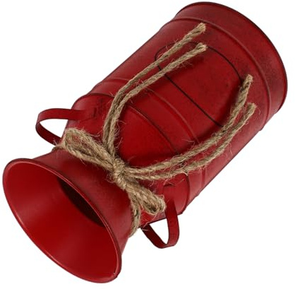 STOBAZA Pot de Fleurs Rétro Rouge Style Cruche Lait Vintage Seau Décoratif pour Intérieur et Photographie Accessoire Rustique pour Salon et Balcon