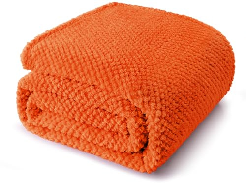 Whale Flotilla Pläd fleecefilt, 230 x 270 cm, pläd för soffa, sofffilt, bekväm mikrofiber säng varm och mjuk, orange