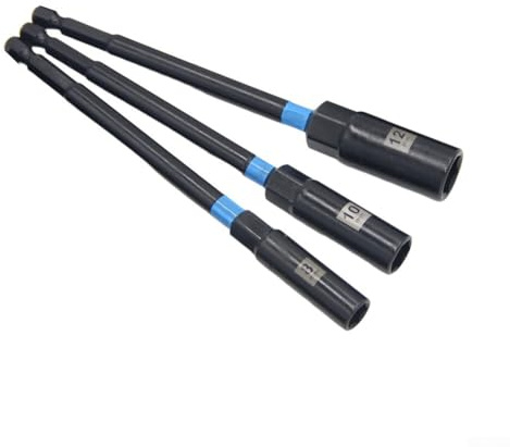 3-teiliges 150-mm-Steckschlüssel-Set mit /4-Zoll-Schaft für Bohrmaschine, Sechskantmutter-Schraubendreher-Adapter, Verlängerungshülse 8–10–12 mm, Chrom-Vanadium-Stahl für Auto, Motorrad, Ma