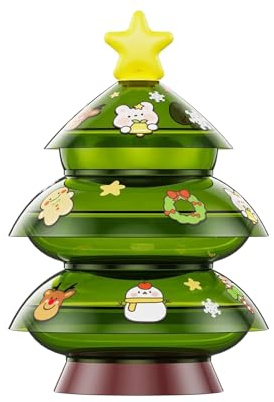 Plats de service – Assiettes à étages en forme d'arbre d'hiver, présentoir à trois couches, support festif pour fruits, noix, bonbons, fête, accessoire de rassemblement à domicile, multicolore