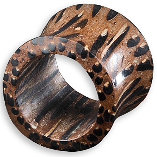 viva-adorno® 1 Stück Double Flared Flesh Tunnel Plug aus Holz verschiedene Holzarten zur Auswahl Größe 4-30mm WP2, Palm dunkel, 12mm