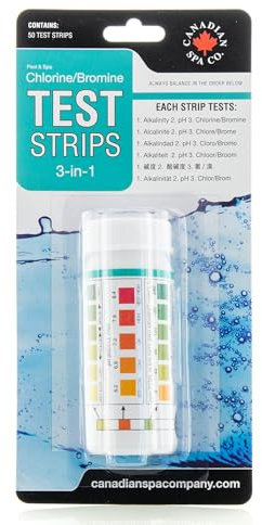 Pool and Spa Test Strips 50 Counts: 3-Way Hot Tub Test Kit Testing for Free Chlorine/Bromine, Total Alkalinity, and pH. Easy and Accurate Spa Test Strips for Hot Tub