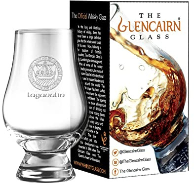 GLENCAIRN LAGAVULIN ISLAY CREST BRANDED WHISKY GLASS IN GIFT CARTON