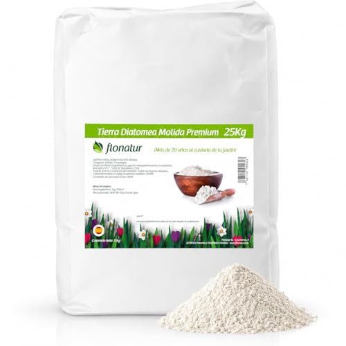 Tierra diatomea molida natural 25kg, múltiples usos, tratamiento eficaz contra insectos y fertilizante natural (Molida, 25Kg)