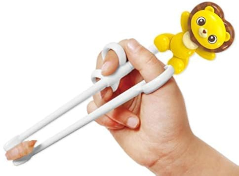 Edison Friends Essstäbchen Eule, Edison Essstäbchen Erster Schritt für Baby, Essstäbchen-Training, Wie man Essstäbchen benutzt, Essstäbchen-Helfer, Made in Korea (Essstäbchen, Löwin)