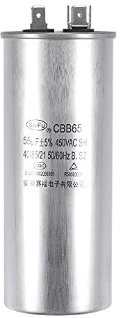 sourcing map Betriebskondensator CBB65 55uF 55mfd 450V AC Aluminiumgehäuse | 40/85/21, Mit Klemme, Für Klimaanlagen Kompressormotor Wärmepumpen Kondensator