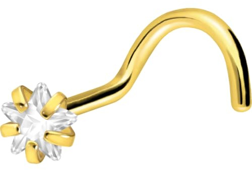 PIERCINGLINE Titan Nasenpiercing Spirale | EINGEFASSTER KRISTALLSTERN | Nasenstecker | Farbauswahl
