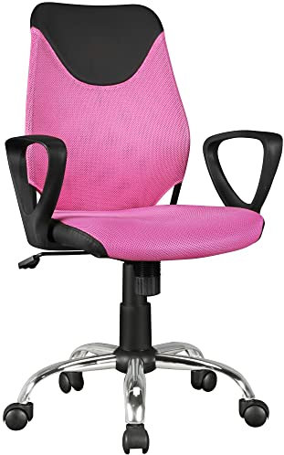 möbelando Kinder-Schreibtischstuhl Terni Schwarz Pink für Kinder ab 6 mit Lehne | Kinder-Drehstuhl Kinder-Bürostuhl ergonomisch | Jugendstuhl höhenverstellbar