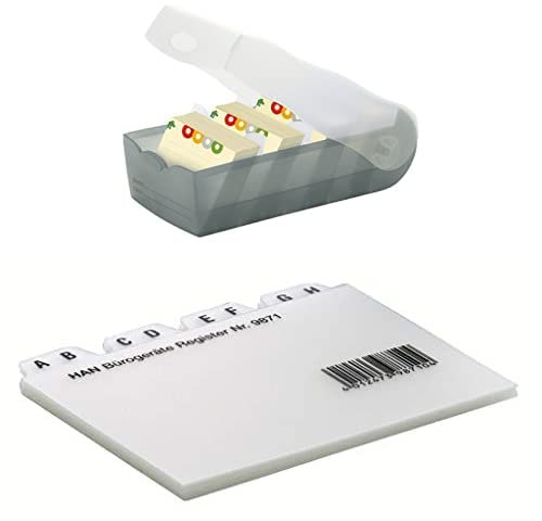 HAN Lernkarteibox CROCO, einfach Vokabeln lernen mit 5-Fächer-Lernsystem + HAN Register A - Z, DIN A7 quer