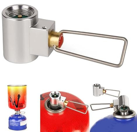 EHOTER Outdoor Campingkocher Refill Adapter Flachgas Adapter Ventil Gas Konverter Shifter Gas Nachfülladapter Ventil Zylinder Kanister Shifter Refill Adapter für Backpacking Campingkocher