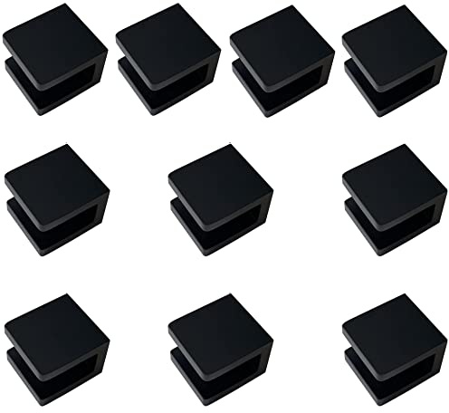LukLoy Brass Glass Clamp, No-Drill-on-Glass Shelf Bracket Clip Holder Support for 8mm - 10mm(10, Matte Black)