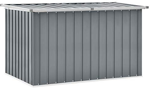 FIRBNUS Baúl de jardín 149 x 99 x 93 cm con tapa abatible para jardín, caja de almacenamiento, caja de cojines, caja con tapa, cajas de jardín, armario de jardín, cajas de almacenamiento, color gris,