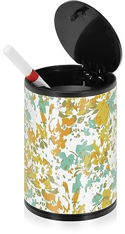 Kleine Blume Little Leave Aschenbecher für Zigaretten mit Deckel Geruchssicher Edelstahl Tragbar Rauchfreier Mini Mülleimer mit Deckel Außen