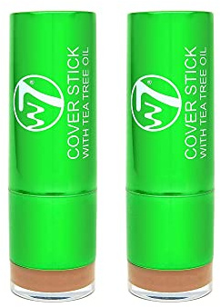 W7 Tea Tree Concealer Stick - Creamy, Skin Soothing Formula For Blemishes & Redness - Long-Lasting Concealer Makeup (Medium/Deep) - 2 Pack