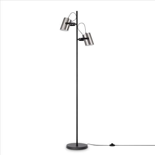 Paco Home Stehlampe Standleuchte Höhenverstellbar Metall Leselampe Wohnzimmer Schwenkbare Lampe E27 Fassung Industrial Modern Retro Zweiflammig