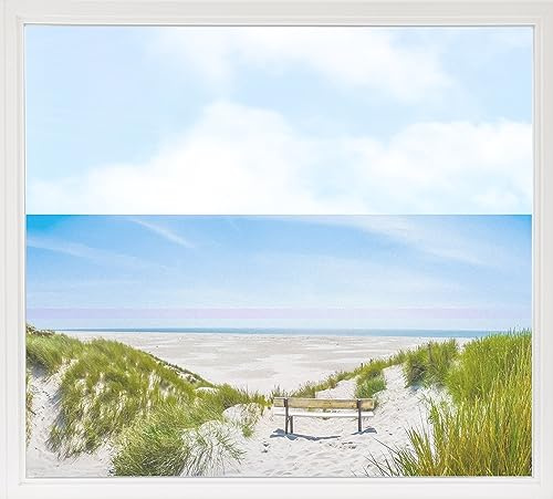 GRAZDesign Sichtschutzfolie Fenster, Fensterfolie, Glastüren, Duschkabine, Milchglasfolie Bedruckt mit Motiv Strand 130x57cm
