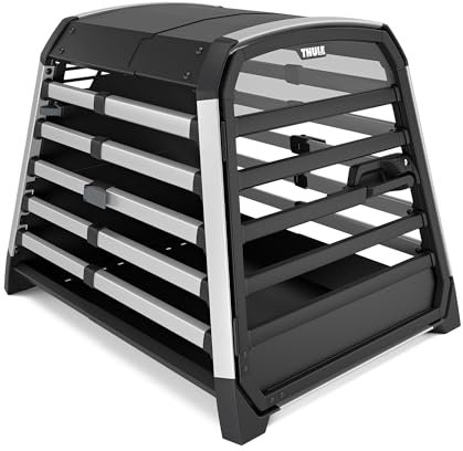 Thule Allax Hundebox, Transportbox Hund, Hundebox für Auto Black/Aluminum L Compact