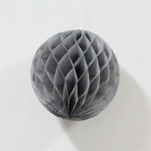 4/6/8/10/12 Zoll Seidenpapier-Wabenbälle, Laternen-Blumenpompons, hängende Blumenpompons, Hochzeitsfeier-Dekoration, grau, 8 Zoll, 20 cm