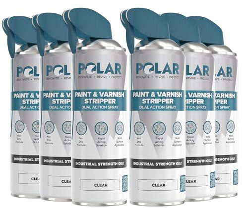 Polar Paint & Varnish Stripper Spray - 6 x 500ml | Industrial Strength Gel Removal for Paints, Varnishes & Other Stubborn Resides | Multi Surface Paint Stripper for Wood, Metal and Concrete