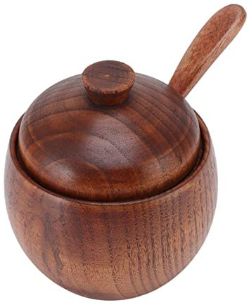 Leapiture Sucrier en bois Pot à épices en bois Boîte à sel en bois Cuisine Cave à sel Outil de stockage d'assaisonnement Récipient de stockage d'assaisonnement avec couvercle de