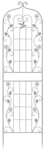 ZBJDX Klettergitter Für Rosenpflanzen, Blumenständer Aus Eisenzaun Für Den Garten Im Freien, Klettergerüst Aus Weinreben Im Paravent-Stil, Pergola-Laube Aus Metall,Weiß,210cm