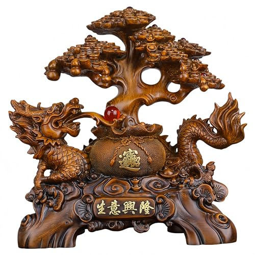 Top Resin Money Tree, Artificial Bonsai Tree, Handcrafted, Premium Quality, Feng Shui Gift for Abundance Luck and Success (Small)