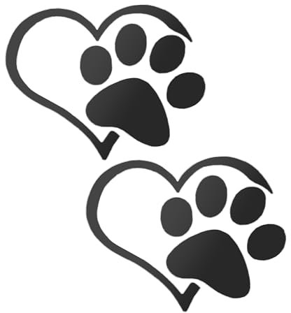 Flaconi Adesivi Auto,Adesivi Auto Esterni,Adesivi a Forma di Zampa di Cane e Cuore,3D Cromati con Impronta di Zampa di Cane,Adesivi Autoadesivi per Auto,Adatto per Auto,Moto,Scooter,Camion (Nero)