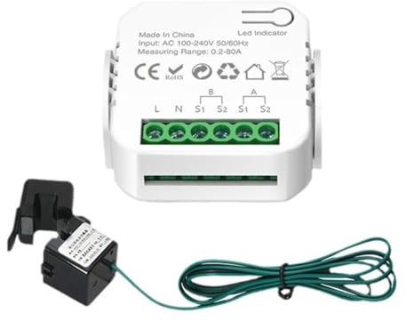 Nsssunnre Tuya WiFi Smart Meter Smart Energy Meter 80A Stromwandler Solar PV Power Production Consumption Monitor 1CT