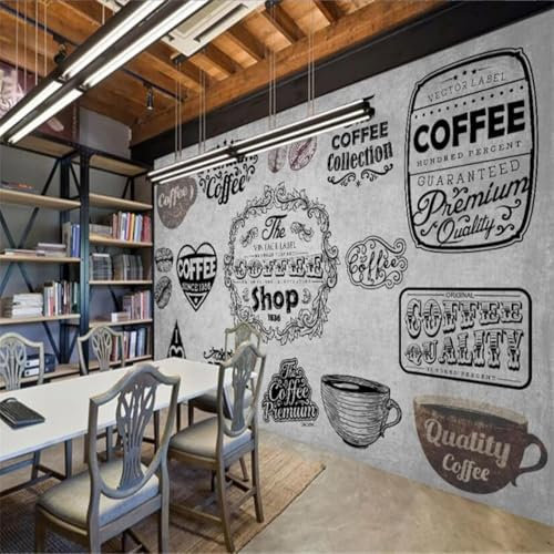 XLMING Vintage Grau Zement Wand Kaffee 3D Dekorative Tapete Speisesaal Arbeitszimmer Wohnzimmer Schlafzimmer Sofa TV Wand-400cm×280cm