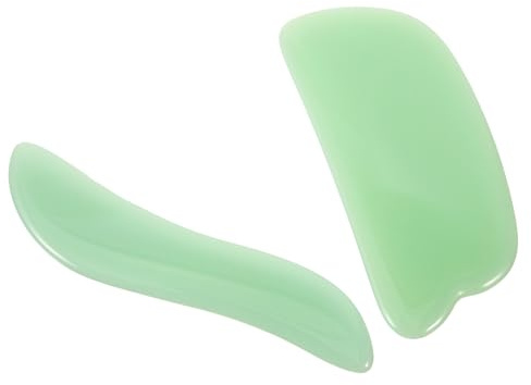 HAPINARY 2 Stück Gua Sha Gesichtsmassagegerät Klein Kompaktes Schabebrett aus Dongling Jade mit Glatten Kanten für Gesicht Körpermassage Wellness Entspannung
