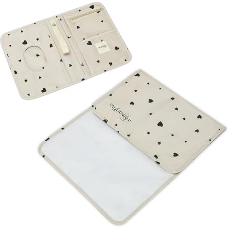 MYLIBOO ® Baby Windeltasche mit Wickelunterlage für Unterwegs, Wickeltasche Organizer,Baby Must Have, Praktisch, Stilvoll, Abwaschbar, Wasserabweisend, Hygienisch, für unterwegs (Beige)