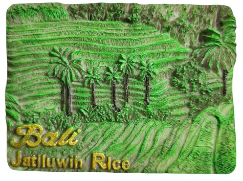 Jatiluwih Kühlschrankmagnet, Reis, Bali, Indonesien, Touristen-Souvenir, Kühlschrank, 3D-Magnet, handbemalt, Handwerk