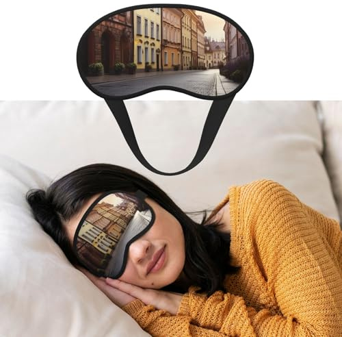 Augenmaske zum Schlafen, atmungsaktiv, lichtblockierend, Schlafmaske, Polens historisches Zentrum, Straße, Nacht, Augenbinde, weich, bequem, Nacht-Augenschutz, für Männer und Frauen, Augenabdeckung