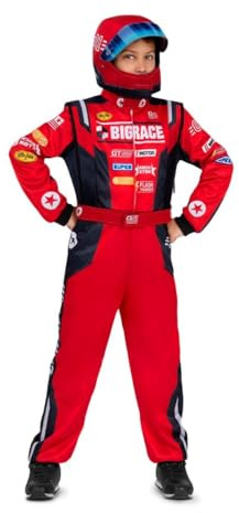 My Other Me - Disfraz de Piloto unisex con mono y casco en rojo para niño infantil talla 5-6 años Prepárate para la carrera más emocionante del año.