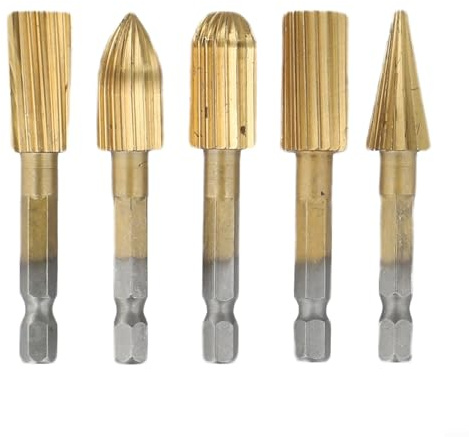 Hartmetall-Frässtifte, Drehfeilen-Set für Metall, Holz und Stein, 6,35 mm Schaft, mit Sechskant-Griff, Hochgeschwindigkeitsstahlkonstruktion, 5-teilig